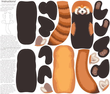 Red Panda Pillow - Free Printable Red Panda (470x403), Png Download
