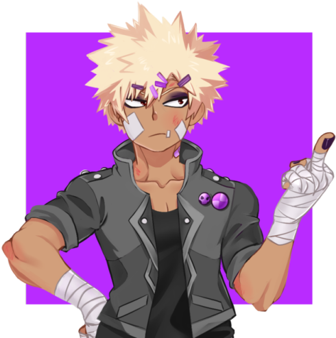 A Goth/punk Bakugou, Which Might As Well Be Canon Because - Cartoon (500x492), Png Download