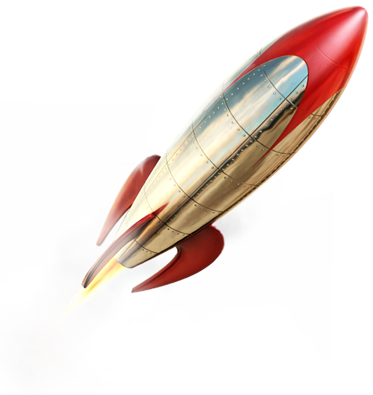 Small Business Marketing Agency - 50s Sci Fi Rocket (373x395), Png Download