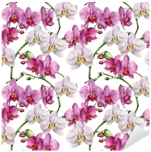Watercolor Floral Pattern With Orchids - Design (400x400), Png Download