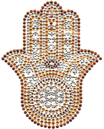 Hamsa Medium Gold Crystal - Motif (504x484), Png Download
