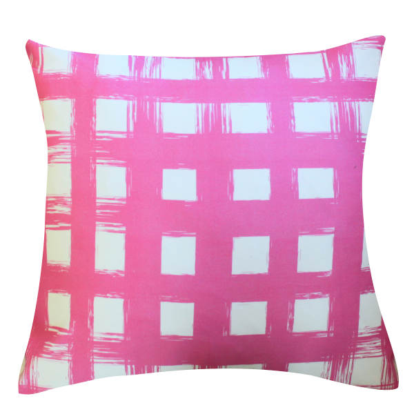 Brush Plaid Orchid Pillow - Brush Check Pillow Orchid/white 20 X 20 By Clairebella (600x600), Png Download