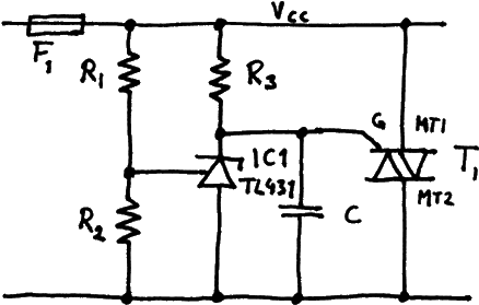 Crowbar Circuit Using Tl431 And Triac - Tl431 Crowbar Circuit (483x300), Png Download