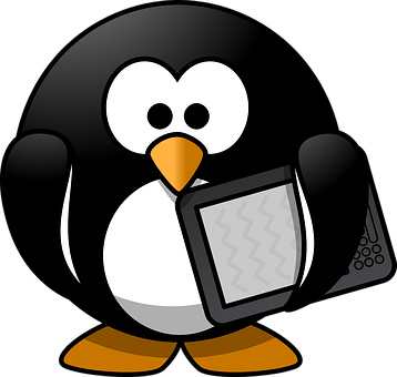 Tux Animal Bird Book Ebook Ebook Reader Er - Penguin Reading A Book (358x340), Png Download