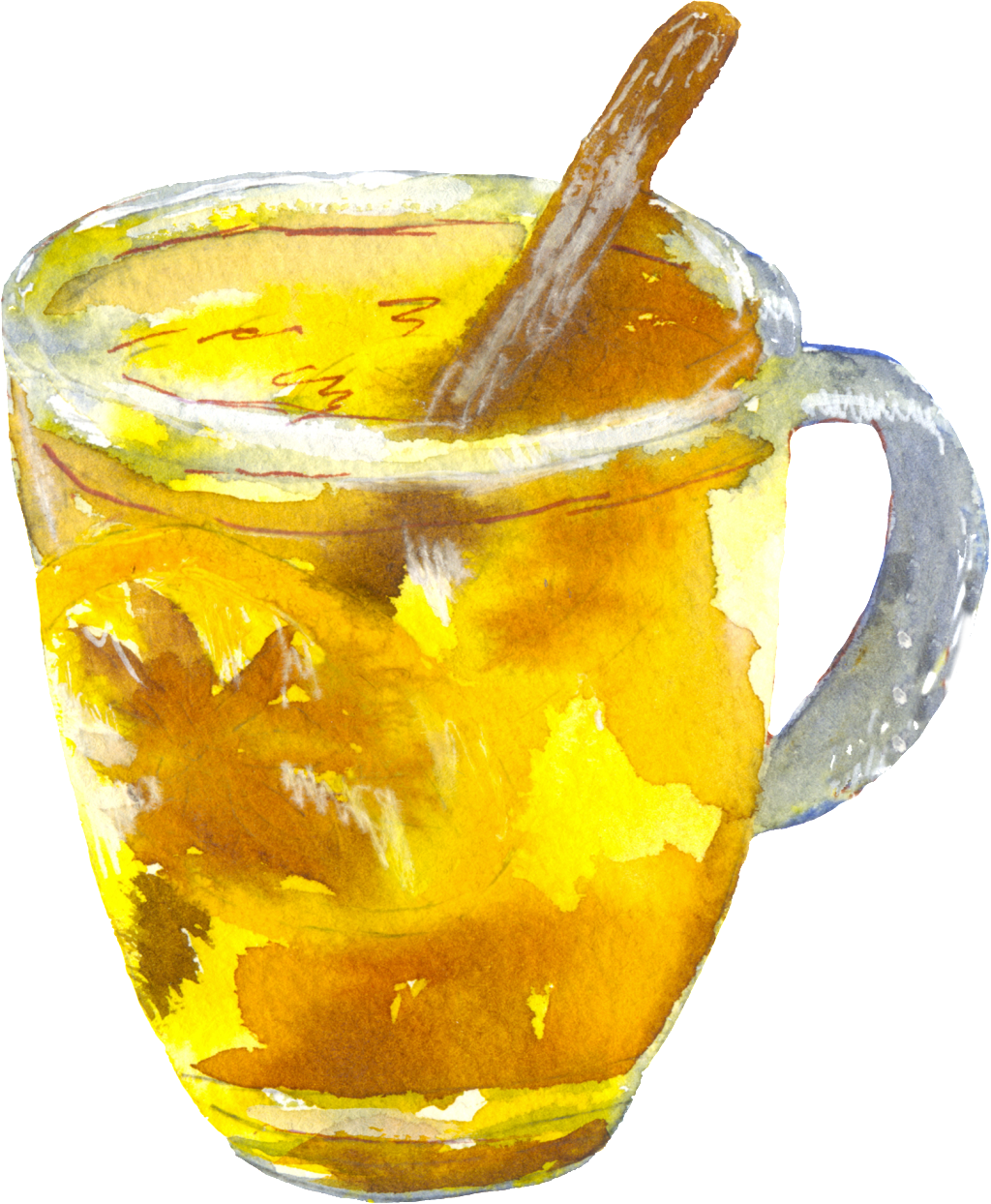 Hand Painted Golden Delicate Water Cup Png Transparent - Portable Network Graphics (1024x1244), Png Download