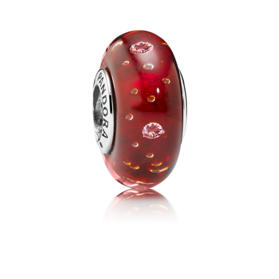 Pandora Red Effervescence Charm, Murano Glass Clear - Red Effervescence Murano Glass Charm - Pandora (1350x900), Png Download