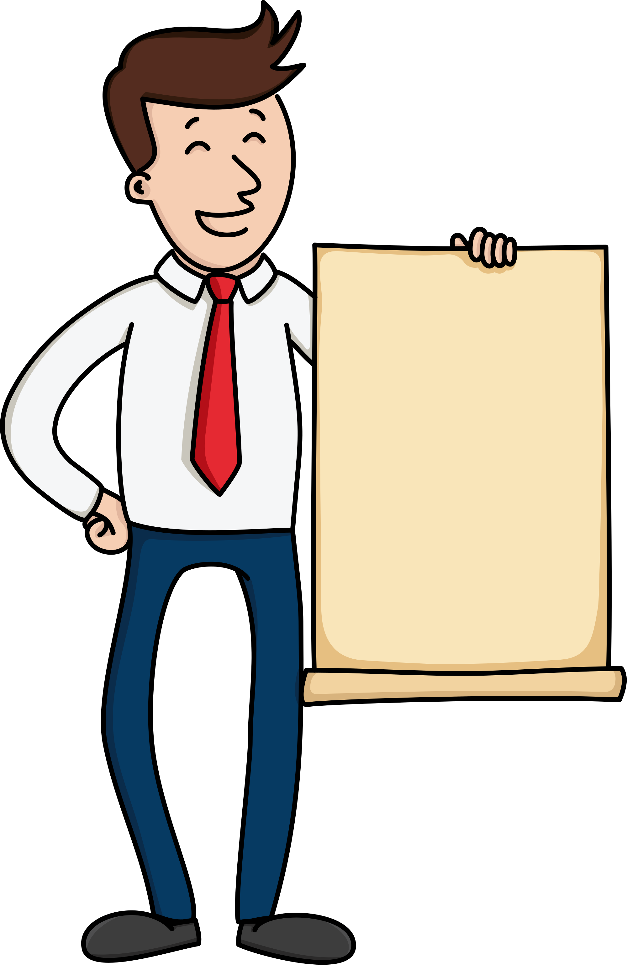 Open - Cartoon Man Holding Paper (1000x1539), Png Download