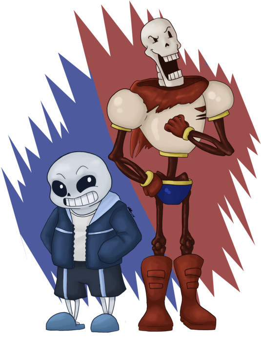 Sans And Papyrus By Kikichan - Drawing (600x750), Png Download