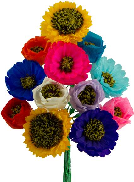 Assorted Paper Flowers Dozen - Bunch Of Different Flowers (450x588), Png Download