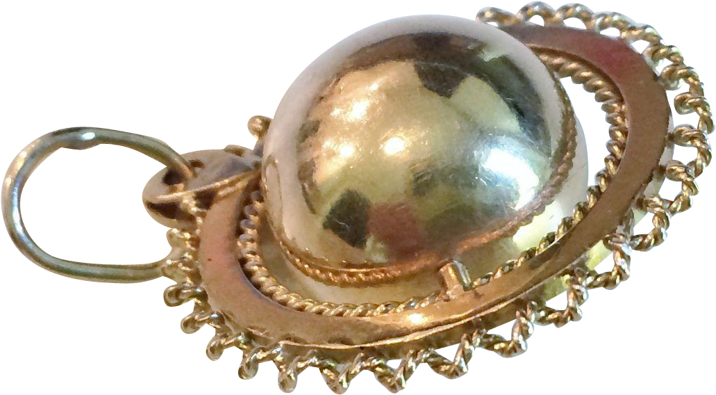 18k Gold Vintage Spinning Globe Charm/pendant In Beautiful - Locket (1030x1030), Png Download