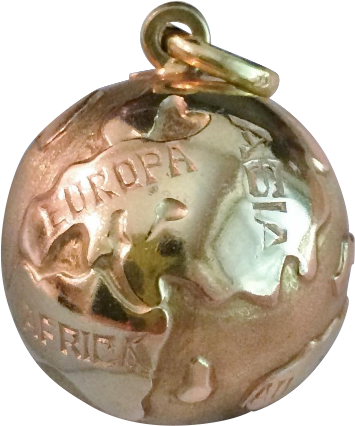 Great Around The World 18k Gold Globe Charm - Locket (848x848), Png Download