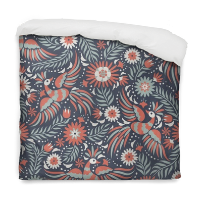 Mexican Embroidery Seamless Pattern - Black Background With Bright Mexican Flower Design (400x400), Png Download