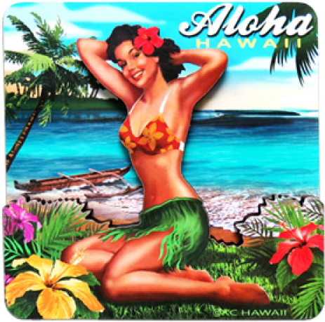 Coasters 2d Wood Pin Up Girl Posing (500x500), Png Download