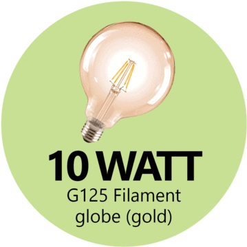 Premium 10 Watt G125 Led Filament Globe - Led Filament (480x480), Png Download