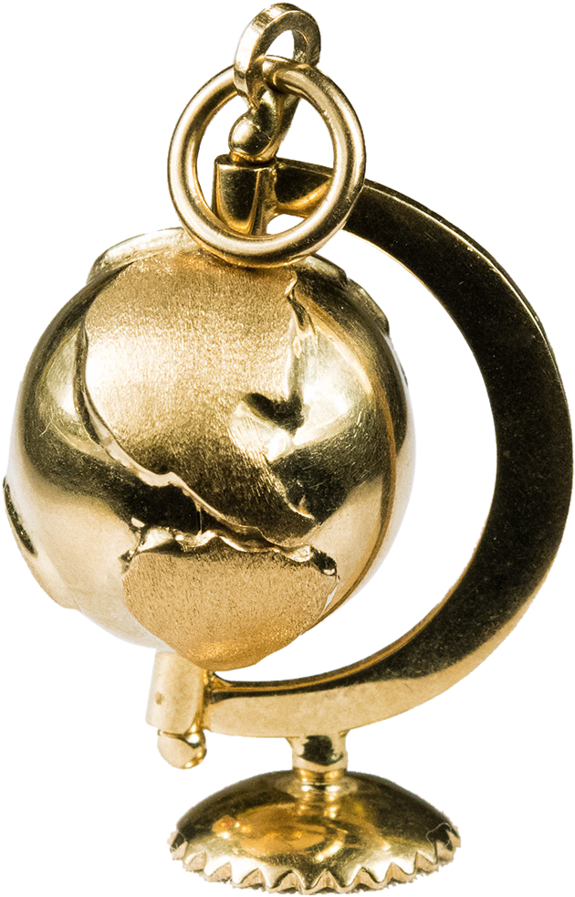 Fantastic 14k Gold Earth 3-d Spinning World Globe Pendant - Chain (981x981), Png Download