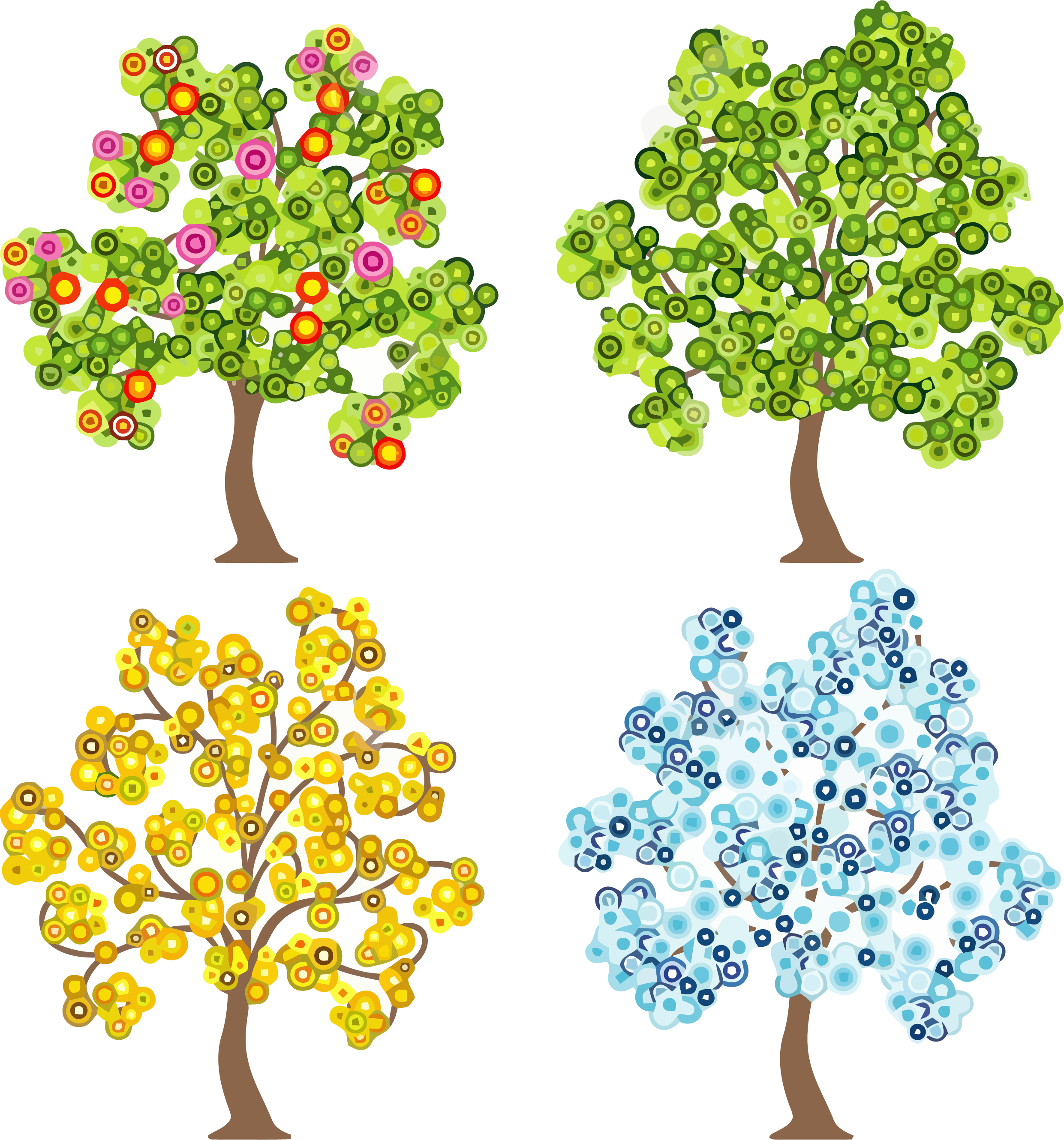 Four Trees Clipart Png - Vier Jahreszeiten Bäume (2482x2661), Png Download