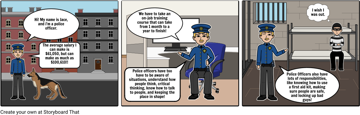 Police Officer Storyboard - Cartoon (1164x385), Png Download