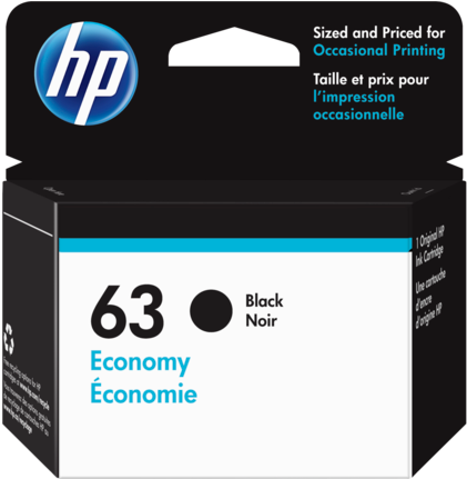 Hp 63 Economy Black Original Ink Cartridge - Hp 63 Ink (573x430), Png Download