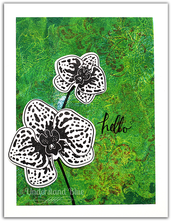 Climbing Orchid Card With Ink Layered Background By - Drawing (650x744), Png Download