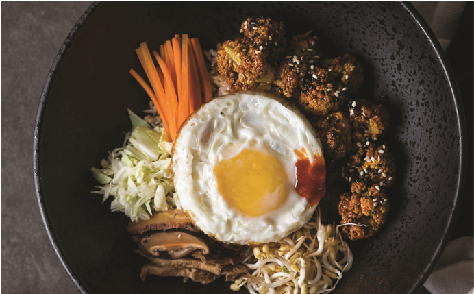 Agedashi Tofu And Mushroom Rice Bowl - Fried Egg (1178x428), Png Download