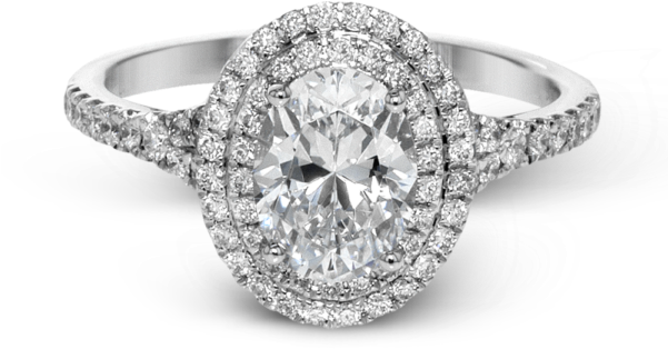 Oval Halo Ring (600x600), Png Download