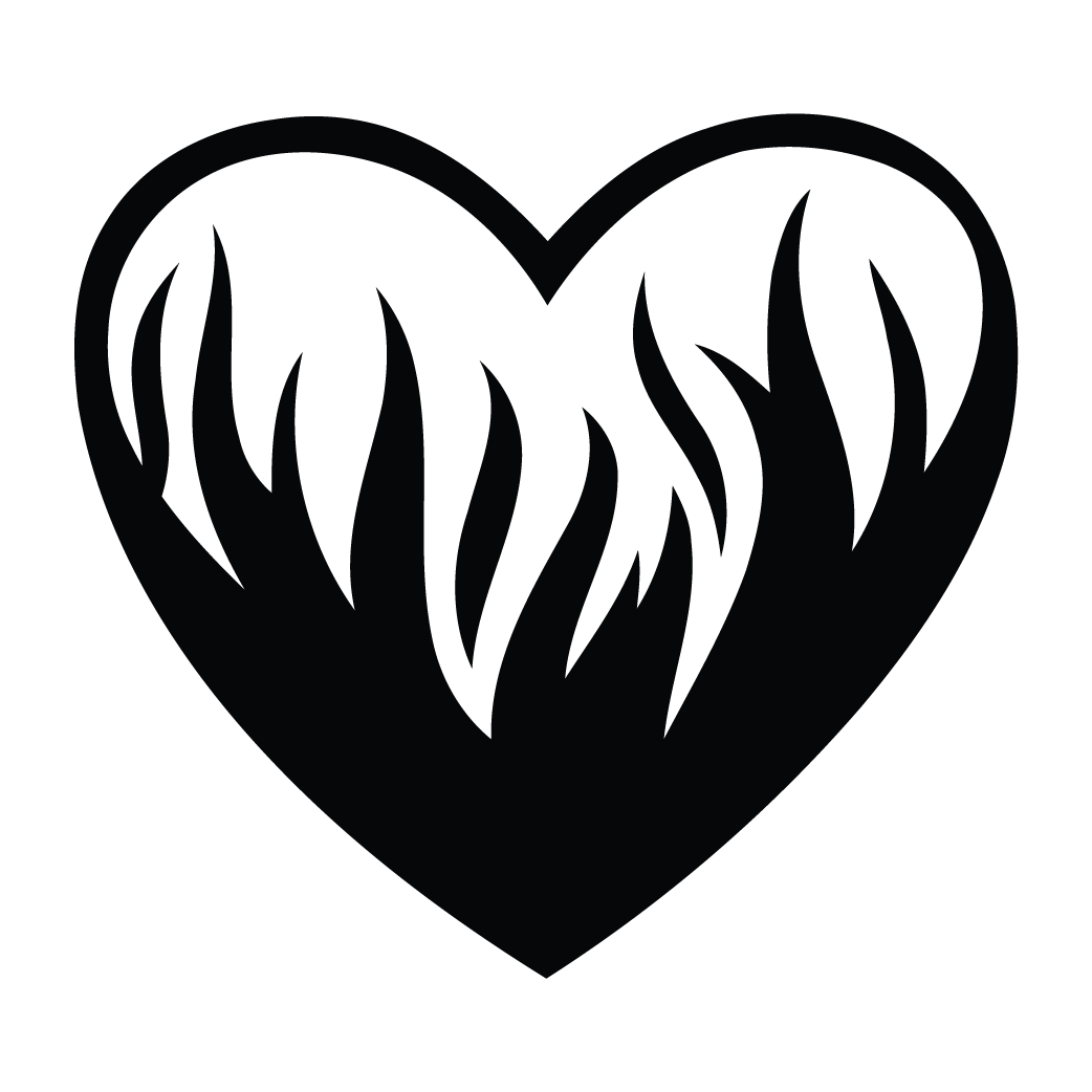Flaming Heart Decal - Flaming Heart Black And White (1042x1042), Png Download
