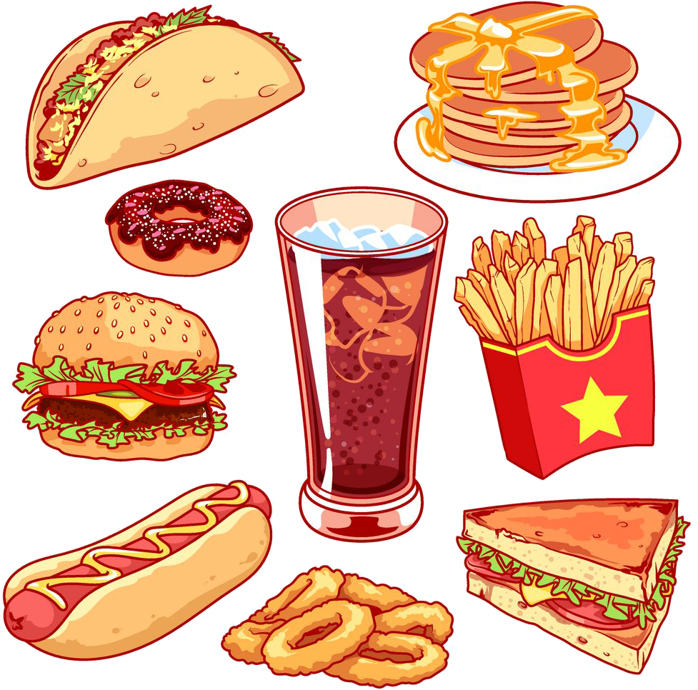 Clip Art Library Download Hamburger Fast Food Junk (1000x1000), Png Download