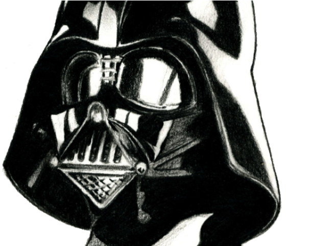 Drawn Darth Vader White Png - Drawing (640x480), Png Download