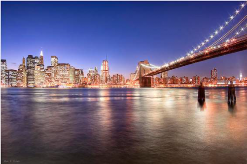 City Lights Png Vector Free Stock - Taf Decor The City Lights Of Manhattan Brooklyn Bridge (500x500), Png Download
