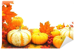 Border Or Frame Of Pumpkins And Vibrant Autumn Leaves - Cadre Citrouille D Automne (400x400), Png Download