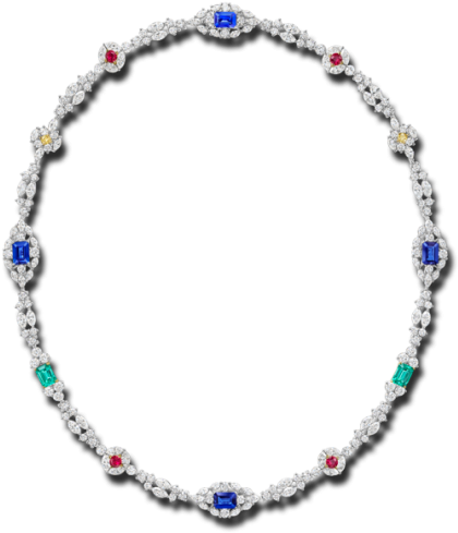 City Lights By Harry Winston, Ruby, Emerald, Sapphire - Necklace (760x500), Png Download
