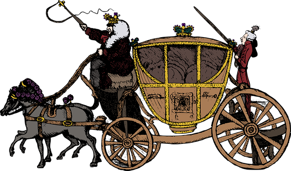 Carriage Cart Color Colour Fairy Tale Hors - Carriage Clipart (580x340), Png Download