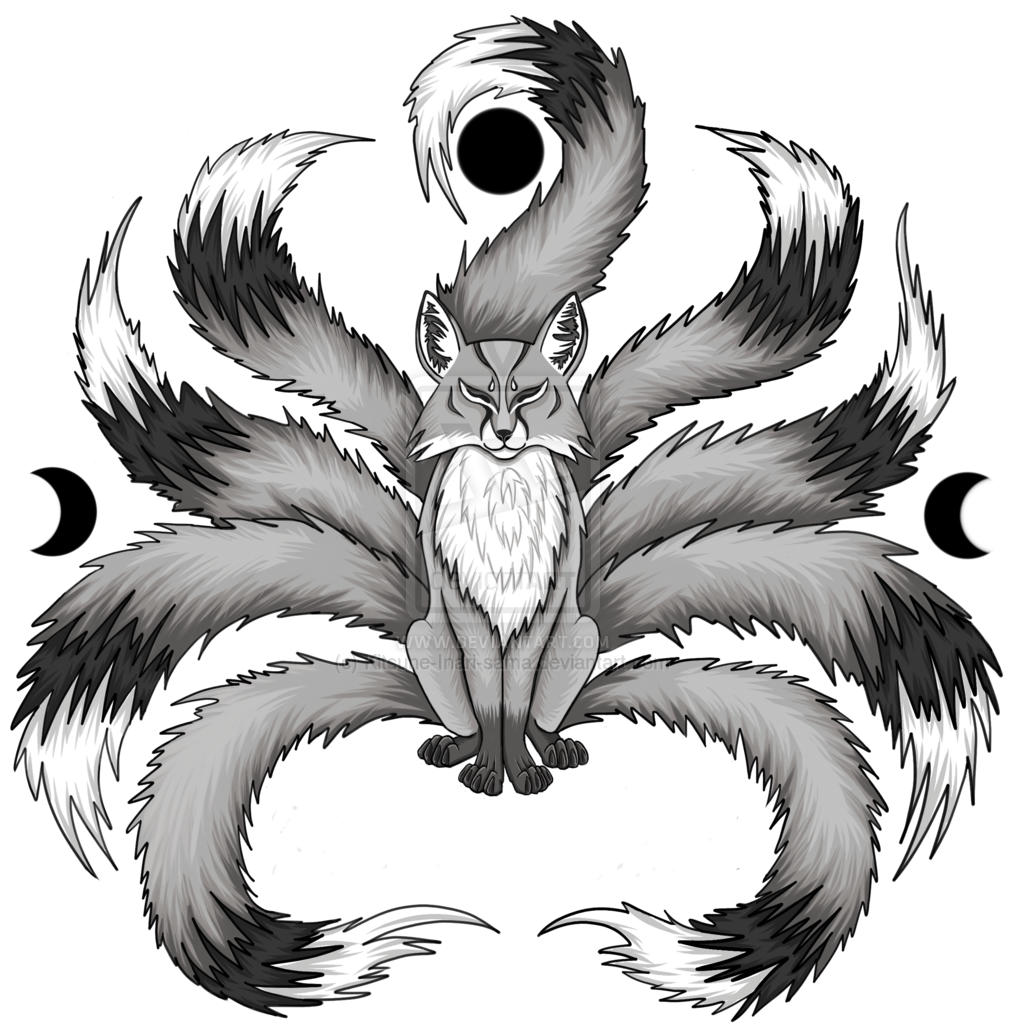 Kitsune Drawing - Démon Renard À 9 Queues (1024x1046), Png Download