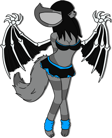 Demon Wolf Bat ^^ Link To Free Line Art - Wolf Bat Furry (500x489), Png Download