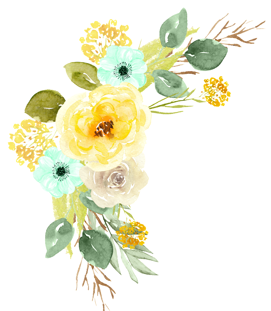 Hand-painted Flowers Color Flower Png Transparent - Minze Und Gelb-blumenvisitenkarten Visitenkarte (1024x1024), Png Download