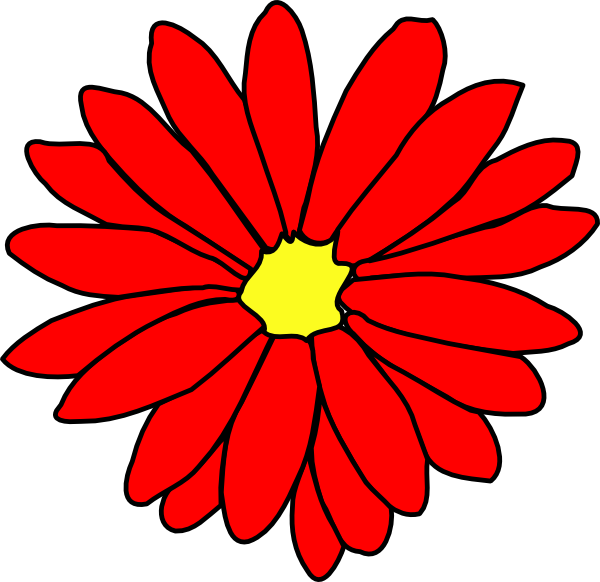 Daisies Clipart Daffodil Flower Red Daisy Clip Art - Red Flower Clip Art (600x582), Png Download