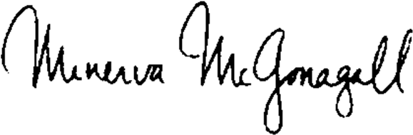 Minerva Mcgonagall Sig - Harry Potter Mcgonagall Signature (661x206), Png Download