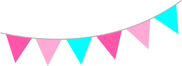 Pink Gray Tan Bunting Clipart Png For Web (600x219), Png Download