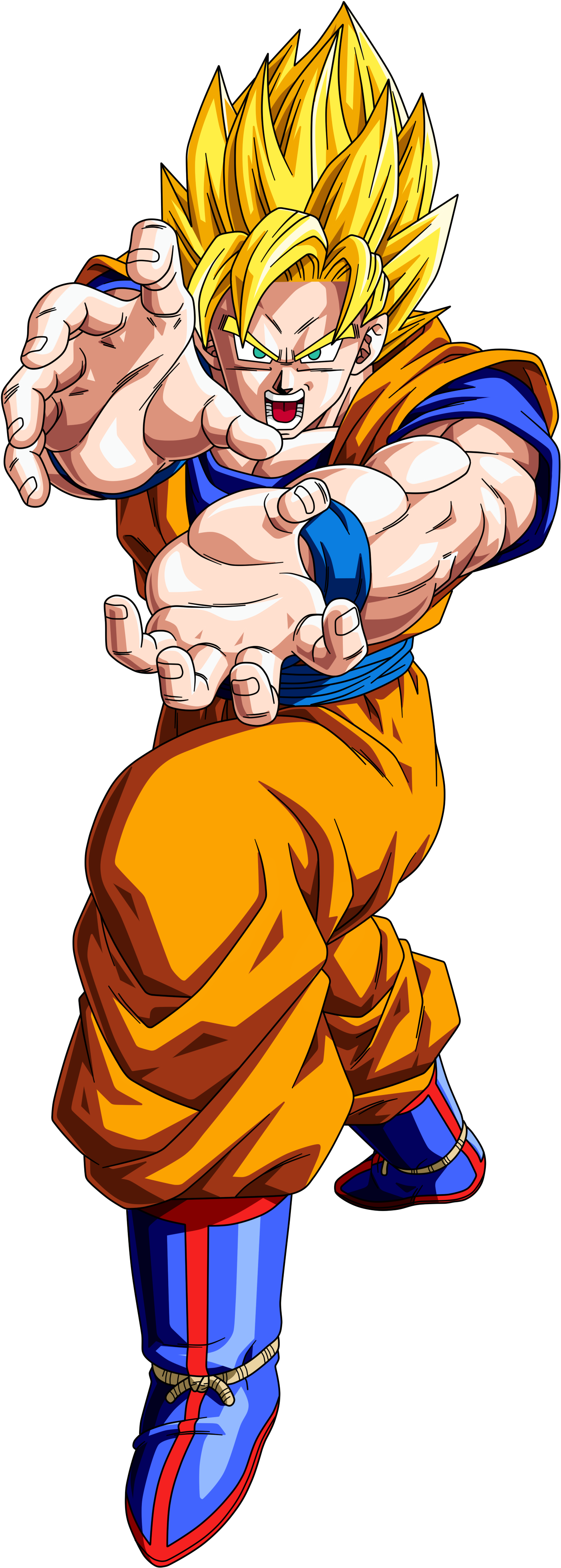 Spoiler, Click To Toggle Visibilty - Dragon Ball Z Goku Ssj Png (2000x4000), Png Download