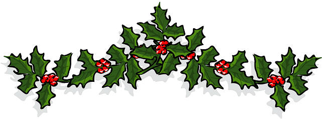 Holly, Ornament, Holiday, X-mas, Santa Claus, Xmas - Holiday Clip Art Holly (640x320), Png Download