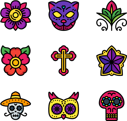 Day Of The Dead - Day Of The Dead Flower Png (600x564), Png Download