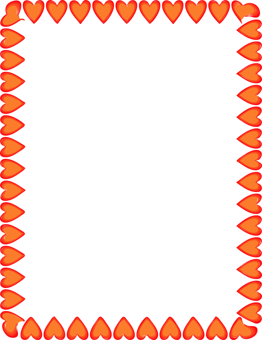 Hearts Border Png - Border Hearts Png (850x1100), Png Download