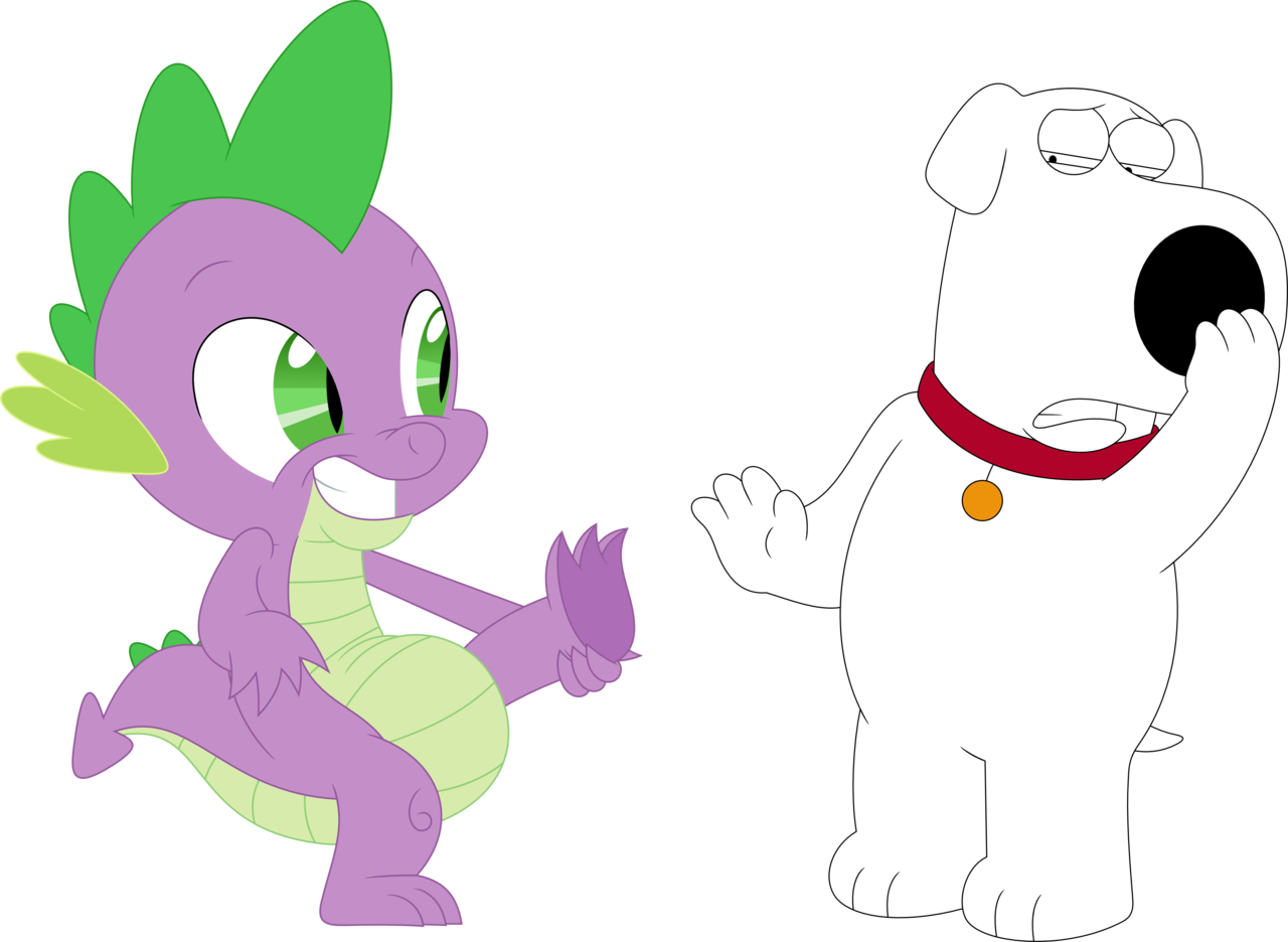 Artist Porygon Brian Griffin Claws Crossover Dog Png - My Little Pony Spike Birthday Png (1280x936), Png Download