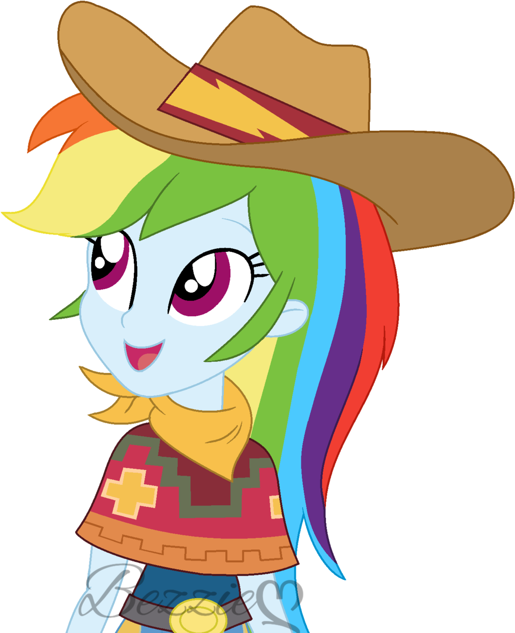 Bezziie, Belt, Belt Buckle, Clothes, Cowboy Hat, Cowgirl, - Equestria Girls Cowgirl Rainbow Dash (1024x1258), Png Download