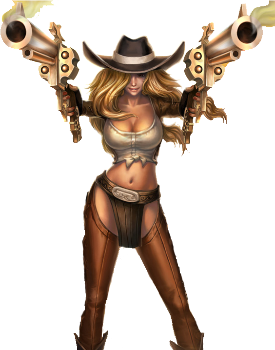 Cowgirl Miss Fortune Render By Saneco - 好運 姐 雙 槍 牛仔 (598x717), Png Download