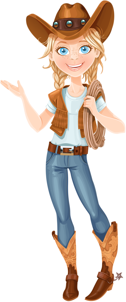 Cowboy E Cowgirl Pictogramme, Coloriage, Personnage, - Cowgirls Clipart (430x1024), Png Download