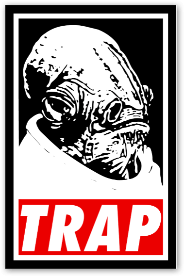 Ackbars Trap Sticker Black - Stickers Trap (408x600), Png Download