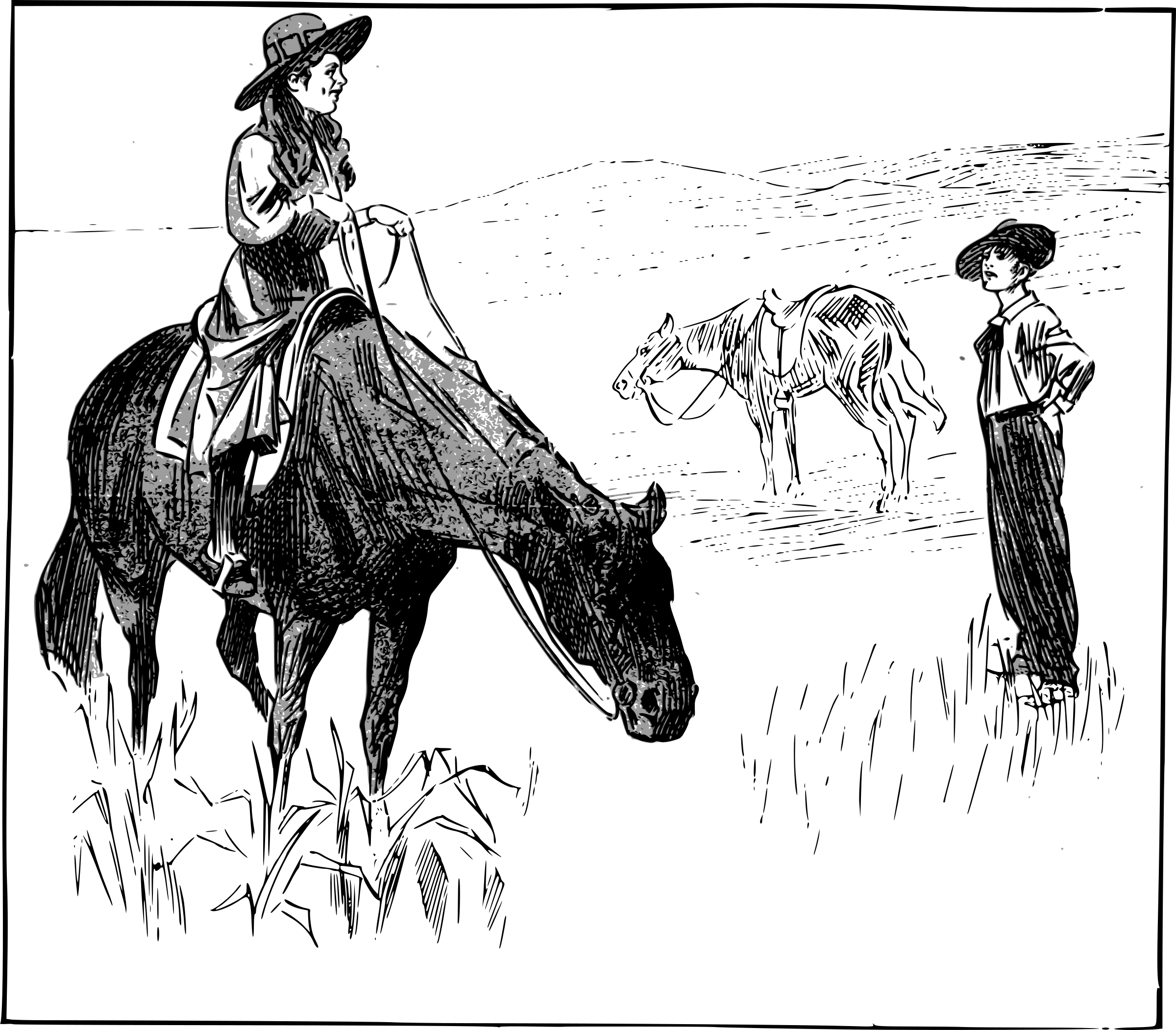 This Free Icons Png Design Of Cowgirl On A Horse (2400x2103), Png Download