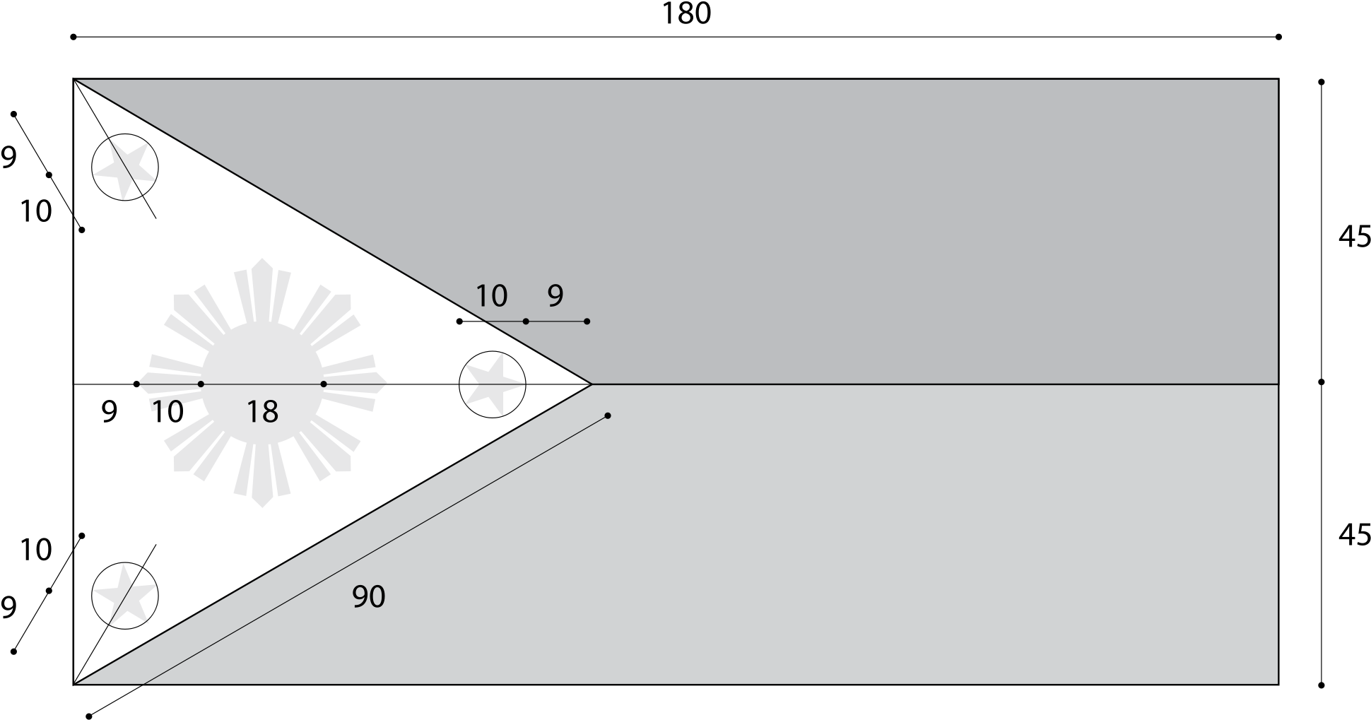 Colorear Bandera De Filipinas Bandera De Filipinas - Flag Of The Philippines Construction Sheet (500x274), Png Download