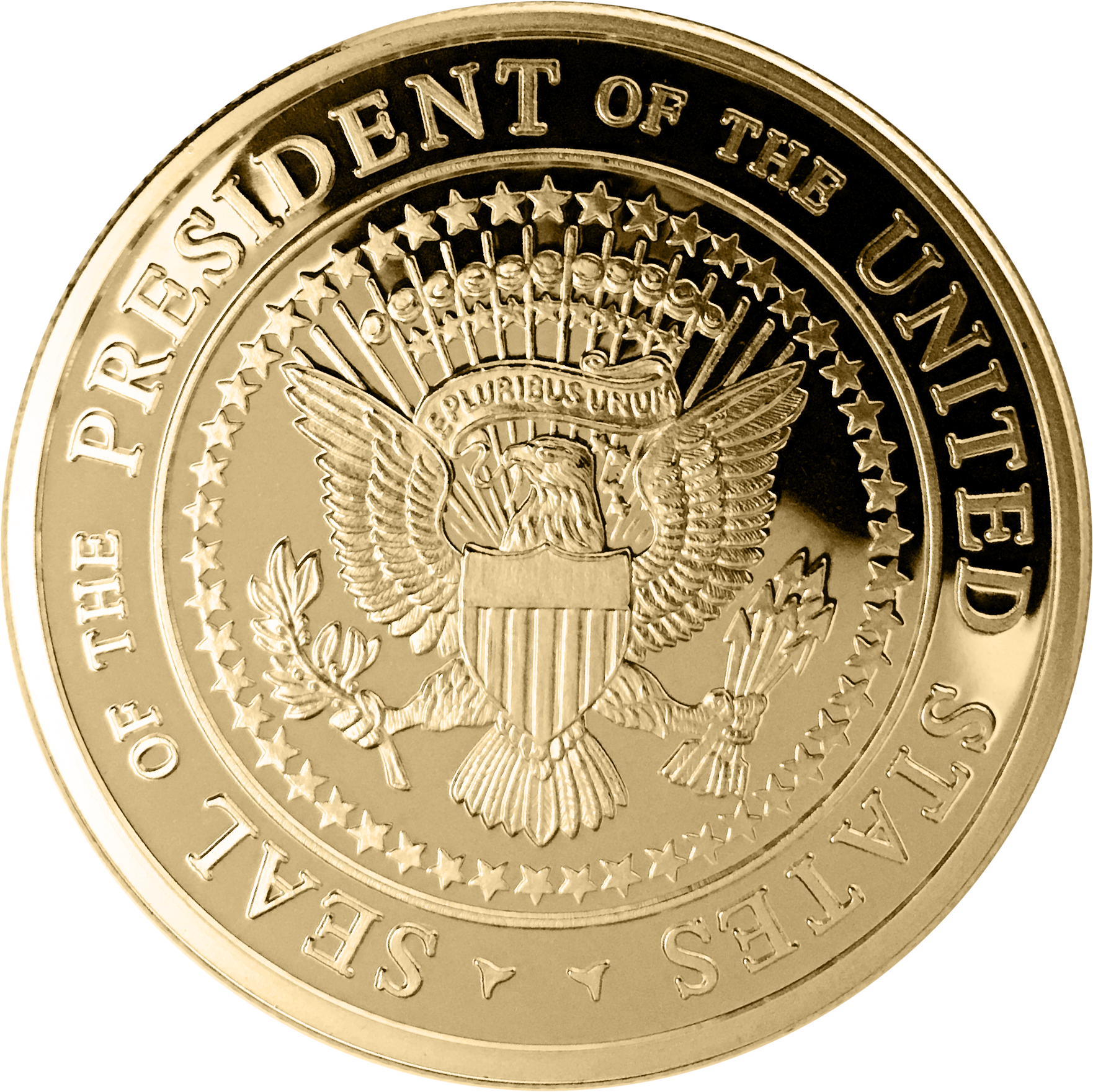 2017 Series I Gold Plated Trump Inauguration Ltd - Us Presidential Seal Coin (1762x1761), Png Download